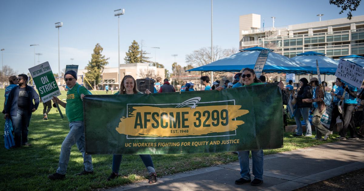 ‘UC’s greed has got to go’: Hundreds of UC Davis union members go on strike, alleging unfair labor practices
